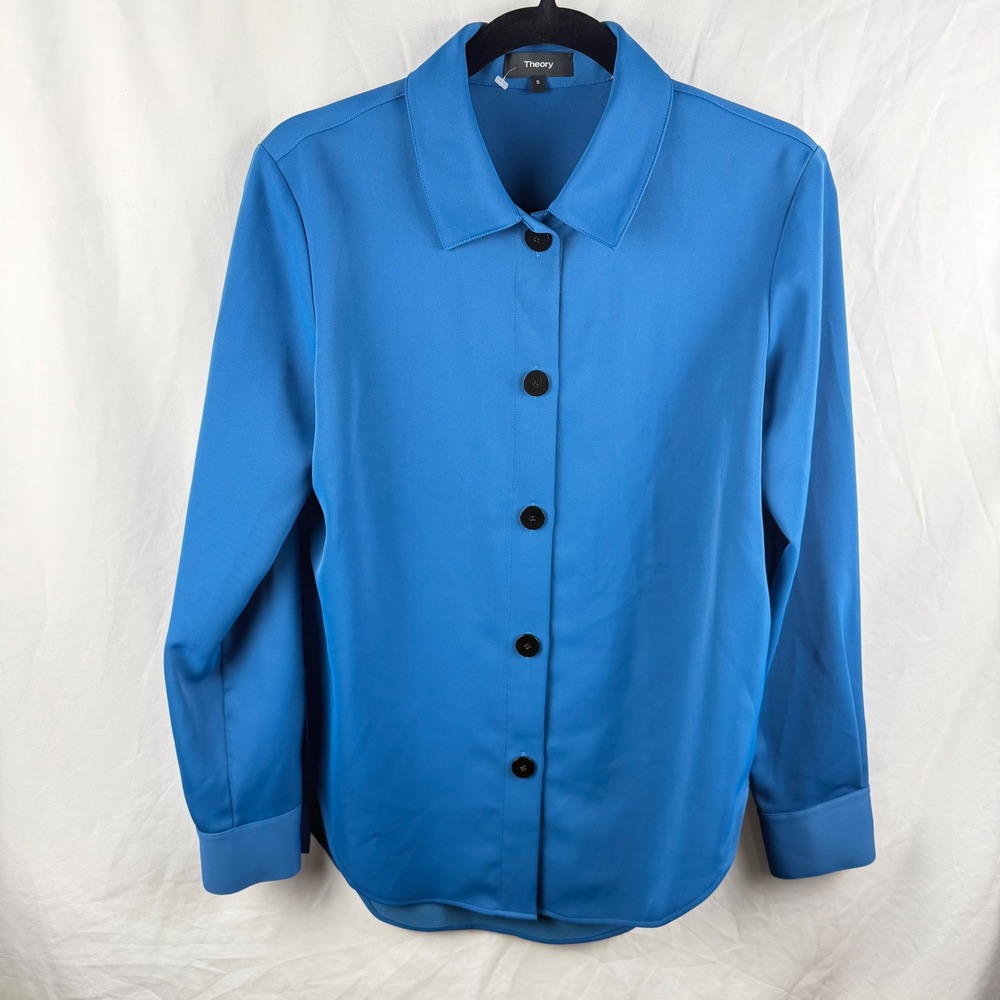 Theory Women's‎ Blue Button Down Size Small Oversized Fit Minimalist Capsule